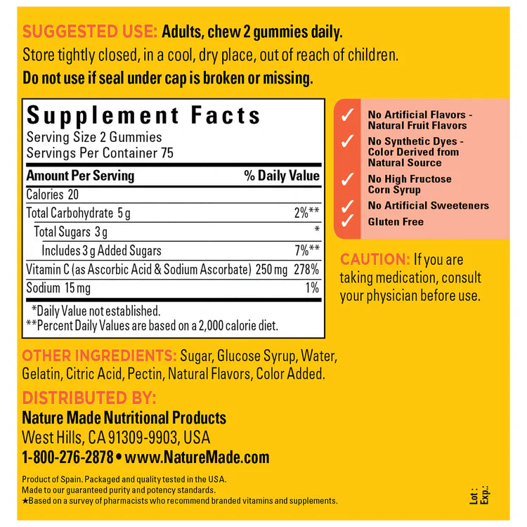VITAMINA C EN GOMITAS - 250MG