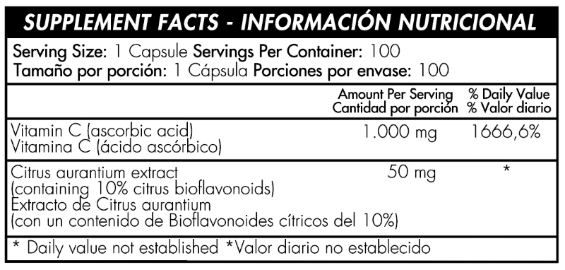 VITAMINA C 1000MG CON BIOFLAVONOIDES - 100 CAPSULES