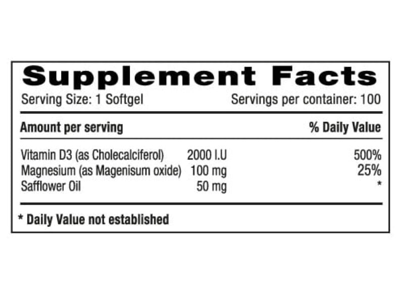 VITAMIN D3 + MAGNESIUM X 100 SOFTGELS