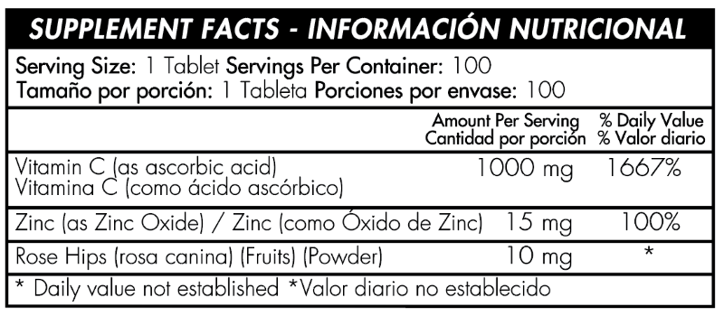 VITAMINA C 1.000MG PLUS CON ZINC - 100 TABLETAS