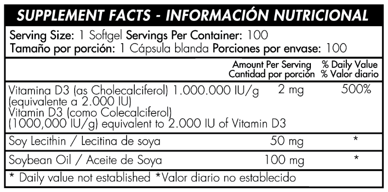 VITAMINA D3 2.000 IU - 100 SOFTGELS