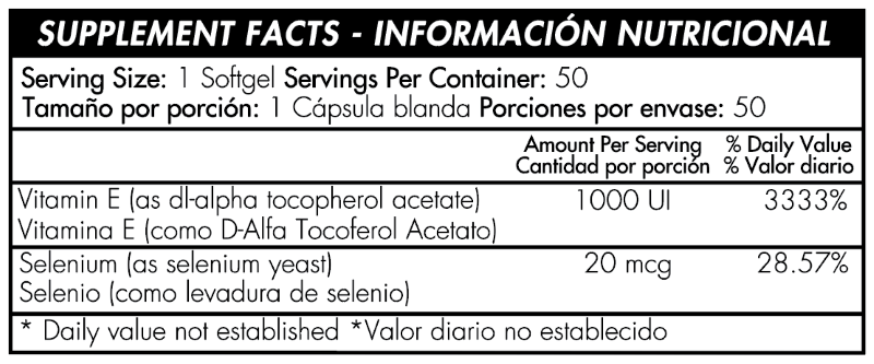 VITAMINA E 1000IU CON SELENIO - 100 SOFTGELS