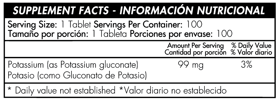 POTASIO 99MG - 100 TABLETAS