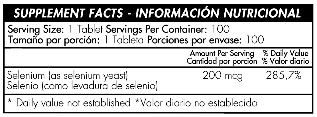SELENIO 200MCG - 100 TABLETAS