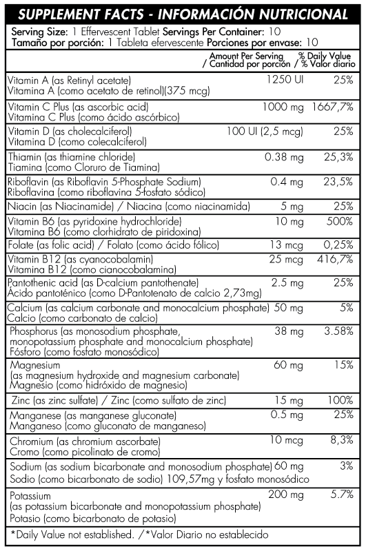 VITAMINA C 1000MG - 10 TABLETAS EFERVESCENTES