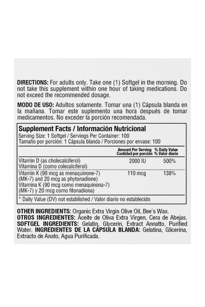 DUOVIT VITAMINA D3 + K2 - 100 SOFTGELS