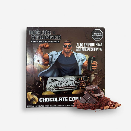 STRONG BAR - CHOCOLATE CON MANI - CAJA 12 UNIDADES