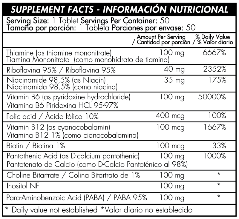 B-100 COMPLEX - 50 TABLETAS