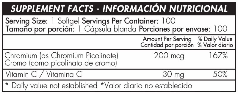 PICOLINATO DE CROMO - 100 SOFTGELS