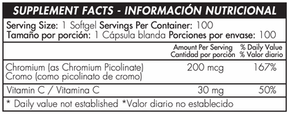 PICOLINATO DE CROMO - 100 SOFTGELS