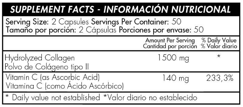 COLAGENO HIDROLIZADO COMPLEX CON VITAMINA C - 100 CAPSULAS