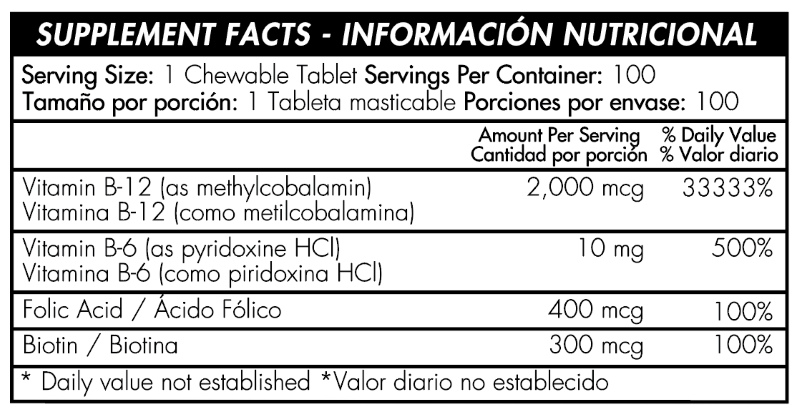 METHYL B-12 2.000MCG - 100 MASTICABLES