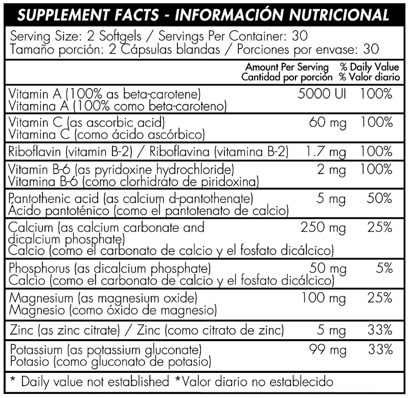 POTASIO 99 MG CON VITAMINAS Y MINERALES.
