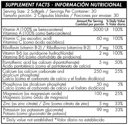 POTASIO 99 MG CON VITAMINAS Y MINERALES.
