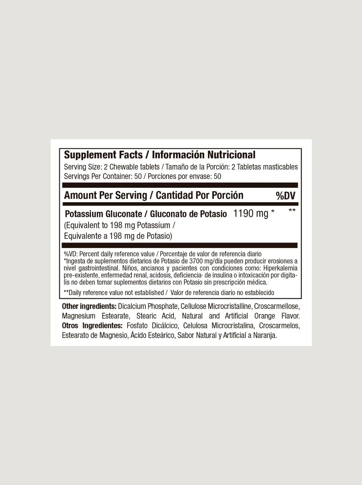 POTASIO CAPSULAS - 595MG MASTICABLE