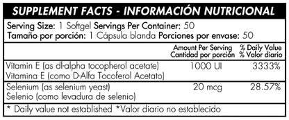 VITAMINA E 1000IU CON SELENIO - 50 SOFTGELS