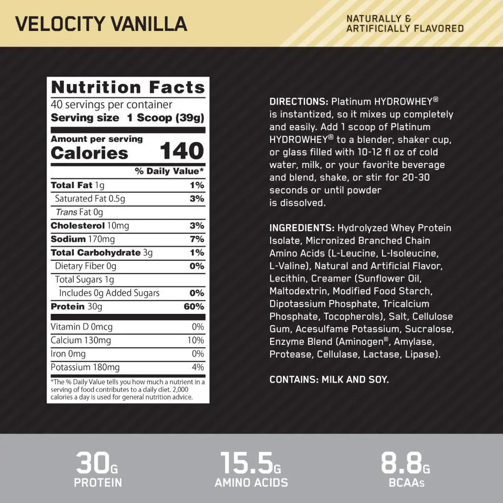 PLATINUM HYDRO WHEY - OPTIMUM NUTRITION
