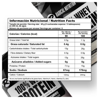 100% WHEY PROTEIN - 5 PORCIONES